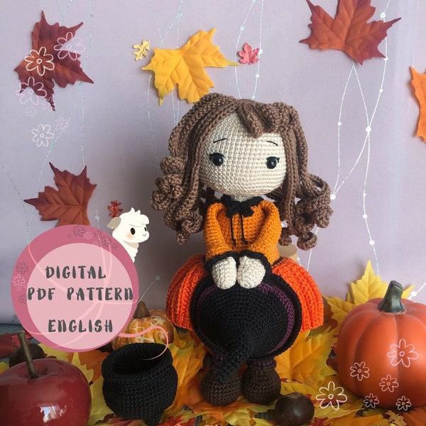 Patron de crochet Treat the Pumpkin Witch, Téléchargement numérique, PDF Anglais