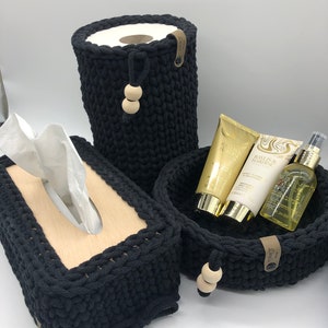 Set da bagno, scatola per fazzoletti, cestino per carta igienica, cestino portaoggetti