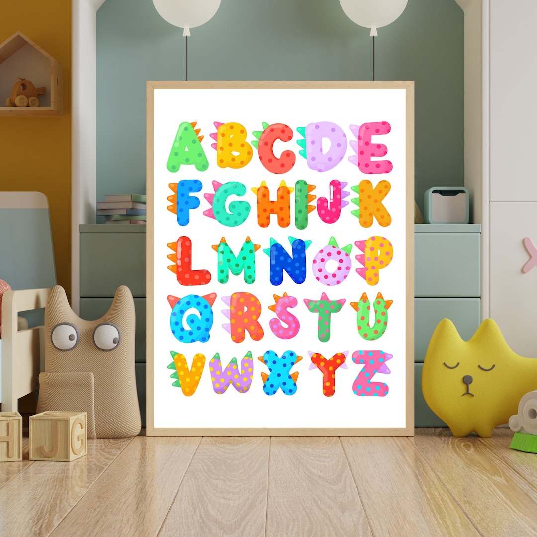 Dinosaur Alphabet Wall Art,dinosaur Nursery Print,nursery Alphabet