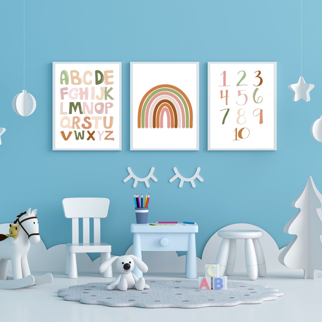 Rainbow Alphabet, Learning Wall Art, ABC Print, Nursery Wall Art