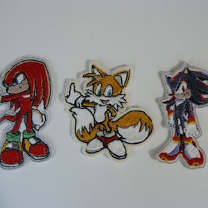 Tails - Shadow - Knuckles Embroidered iron-on patches, your choice