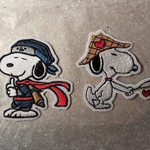 Snoopy Ninja, Snoopy Sherlock Holmes, opstrijkbare borduurpatches