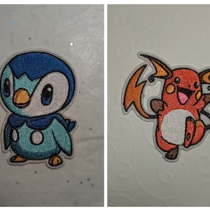 Raichu, Tiplouf patchs thermocollants brodés, top qualité.