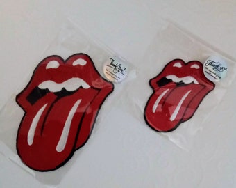 langue Rolling Stones, broderie patch thermocollant. Qualité artisanale. 2 tailles