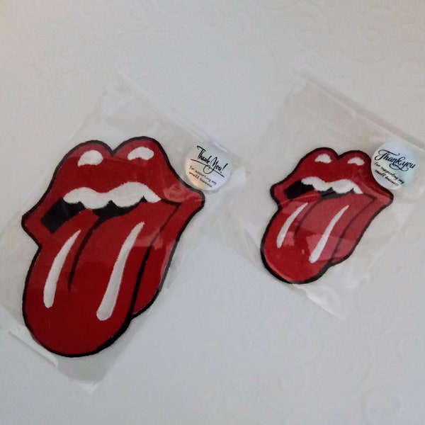 langue Rolling Stones, broderie patch thermocollant. Qualité artisanale. 2 tailles