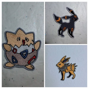 Pokémon Togepi y Noctali, parches bordados termoadhesivos.  Elección