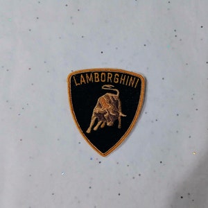 Iron-on embroidery patch, Lamborghini, 8 cm x 6.5 cm, Top!
