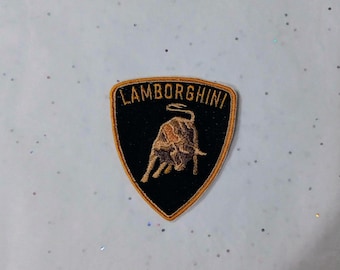 Embroidery iron-on patch, Lamborghini, 8 cm x 6.5 cm, Top!