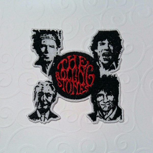 embroidered iron-on patch, Rolling Stones, Faces, record 10 cm x 10 cm