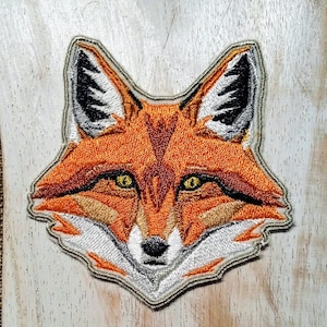 Parche termoadhesivo bordado, zorro, animal salvaje, 8 cm x 8 cm