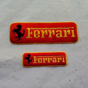 Ferrari embroidered iron-on patch, jacket, bag, prancing horse, 2 sizes