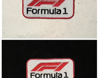 Embroidered iron-on patch, Formula 1, F1, motor racing, 8 cm x 4 cm, handmade quality