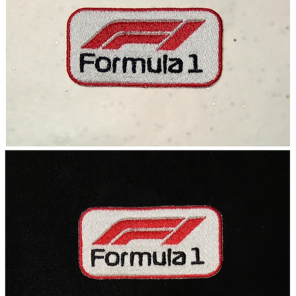 Embroidered iron-on patch, Formula 1, F1, motor racing, 8 cm x 4 cm craft quality