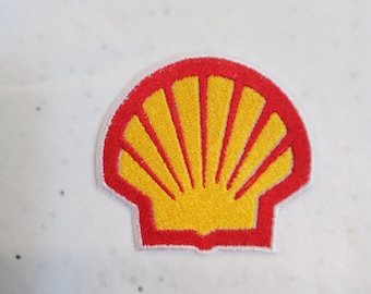 Embroidered iron-on patch, shell, car, racing..