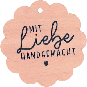 Geschenkanhänger aus Kraftpapier "Mit Liebe handgemacht".Anhänger für Selbstgemachtes zu Hochzeit, Geburtstag, Festtag. 20 Stück.