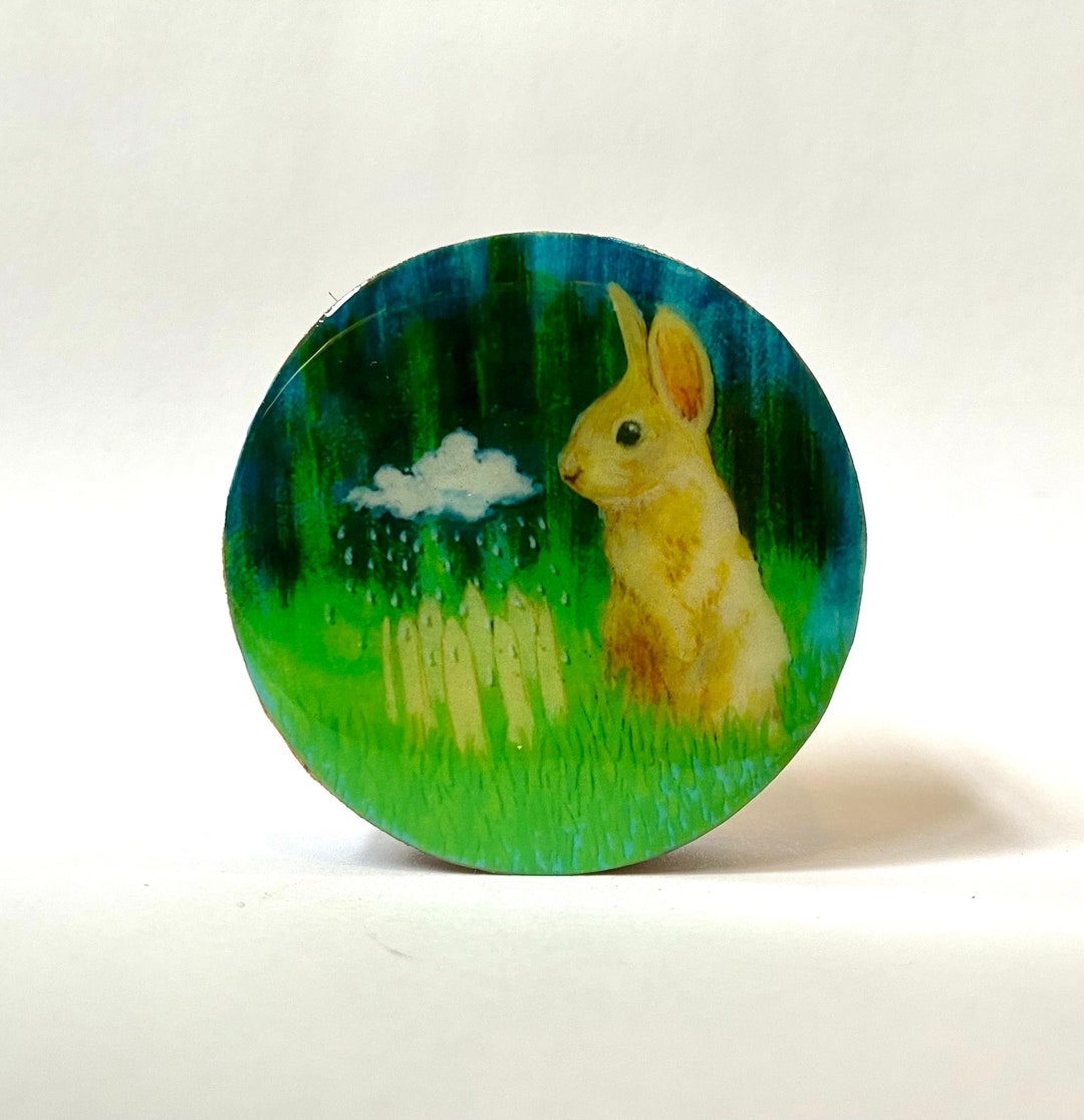 Bunny Mini Art Print: Tiny Whimsical Woodland Animal Art Decor (2.5x2.5 ...