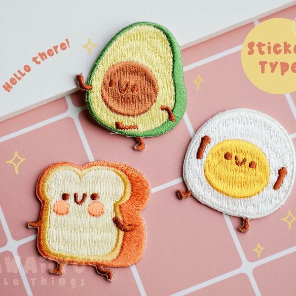 Breakfast embroidered patch sticker/cute embroidery/Small Patches Decoration sticker for book/sticker for laptop/kawaii stickers food/DIY