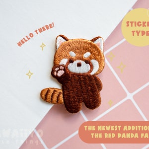 redpanda embroidered patch sticker/cute embroidery/kawaii embroidered patches sticker for journal/Small Patches/animal sticker for laptop