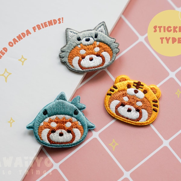 redpanda animal embroidered patch sticker/sticker for laptop/kawaii embroidered patches sticker for journal/Small Patches/cute embroidery