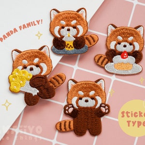 redpanda embroidered patch sticker/cute embroidery/kawaii embroidered patches sticker for journal/Small Patches/animal sticker for laptop