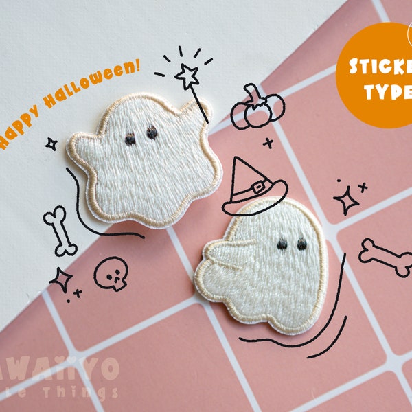 Happy Halloween ghost embroidered patch sticker/cute embroidery/Small Patches Decoration sticker for book/sticker for laptop/kawaii stickers