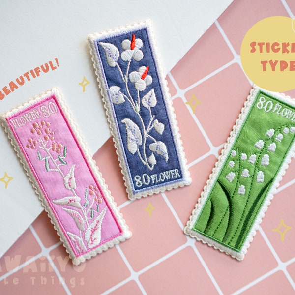 stamp embroidered decoration patch sticker/cute embroidery/Small Patches/Floral Patch/Antique Patch/stick-on/Flower stickers for journal