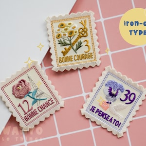 stamp embroidered patch/patches/embroidered patch/cute embroidery/Small Patches/Travel Patch/France Patch/Antique Patch/iron-on