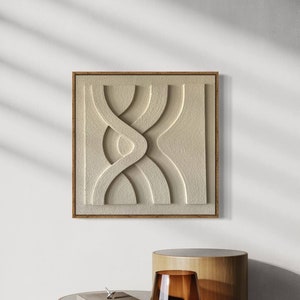 Beige Abstract 3D Textured Wall Art, 3D Minimalist Wall Art, Plaster Wall Art, Boho style on Stretched Canvas, Sculptural Wall Decor.