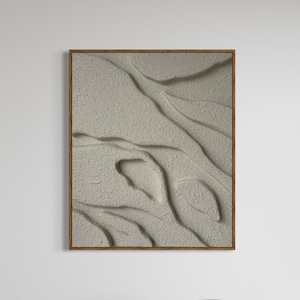 Gerahmte strukturierte Wandkunst - 3D neutral organische minimalistische Wohnkultur | Moderne Dimensional Texture Paste Artwork | Skulpturaler Wandakzent