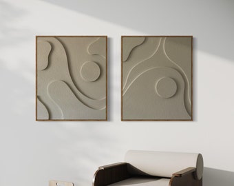 Set of two Plaster Wall Art, Boho Decor, Textured Wall Art Minimalist style, Set of paintings, 2 pieces wall art, 3D Wall art