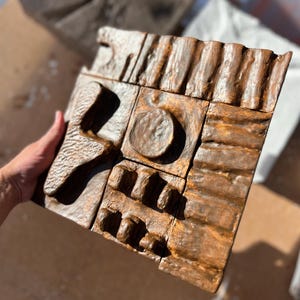 3D Brown Textured Wall Art on Wood – Wabi-Sabi Boho Sculpture | Earthy Japandi Wall Decor | Organic Minimalist Art in 13 Sizes