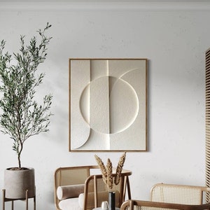 Plaster wall art, Abstract painting, Minimalist wall art, 3D Wall art, Boho art, Beige textured art, Cream wall hanging, Framed wall art.