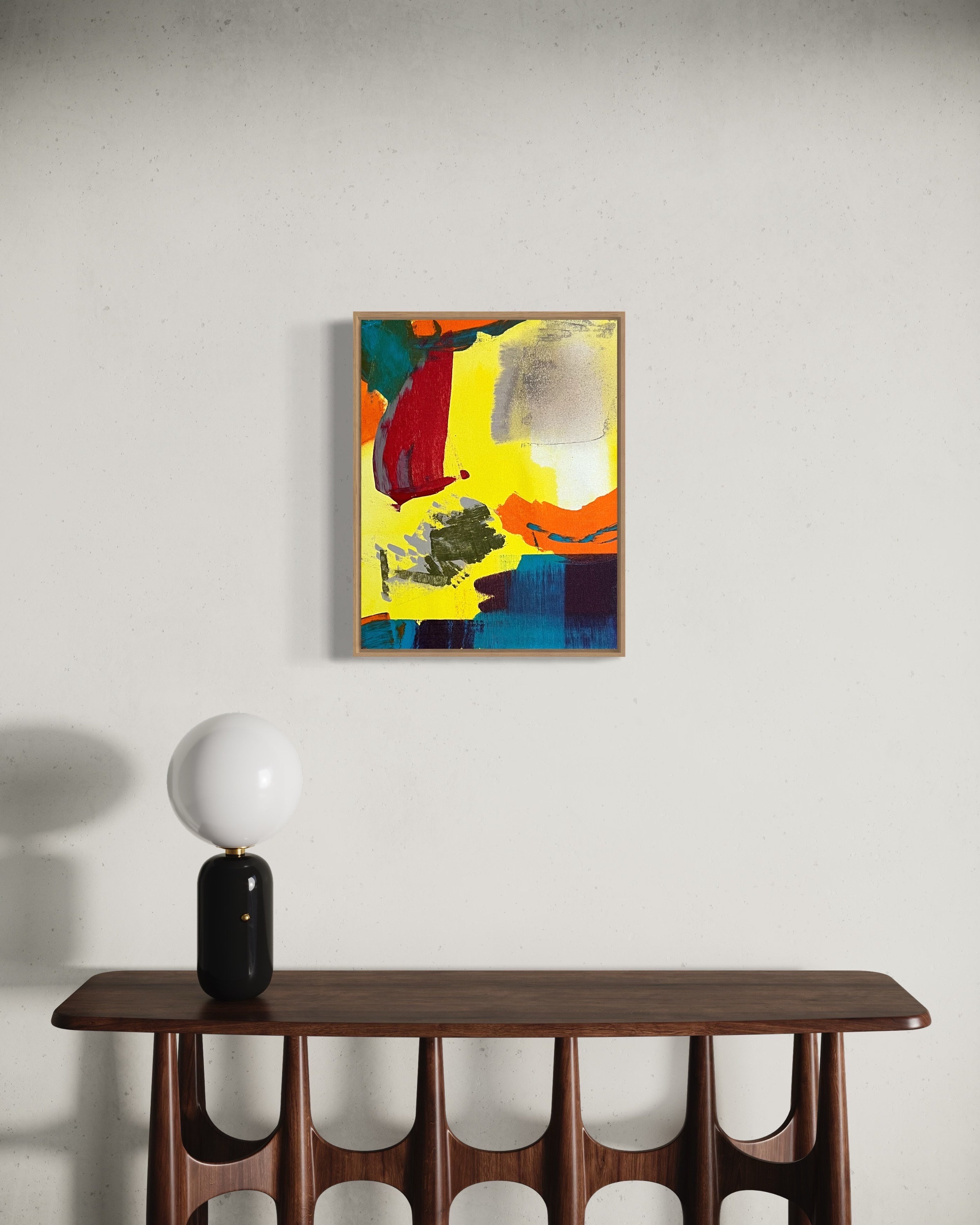 キャンバスに描かれたオリジナルのカラフルな抽象アクリル画（11インチ