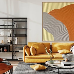 Textured Boho Wall Art: Orange 3D Modern Wabi Sabi