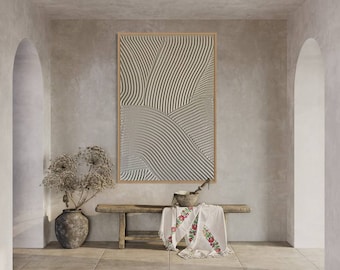 Beige texturierte Gips Wandkunst: 3D Modernes Wabi Sabi Dekor