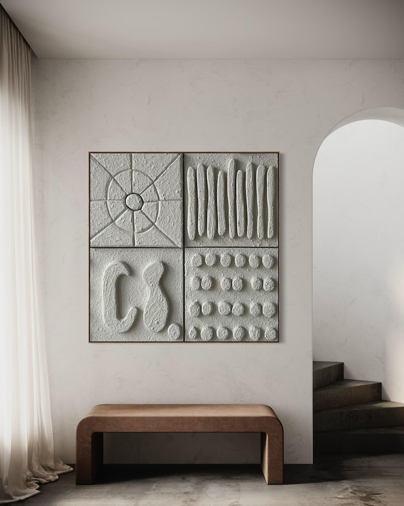Arte mural moderno con textura 3D, panel geométrico abstracto en ...
