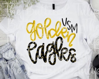Descarga digital PNG de las Águilas Doradas del Sur de Miss USM en negro y dorado