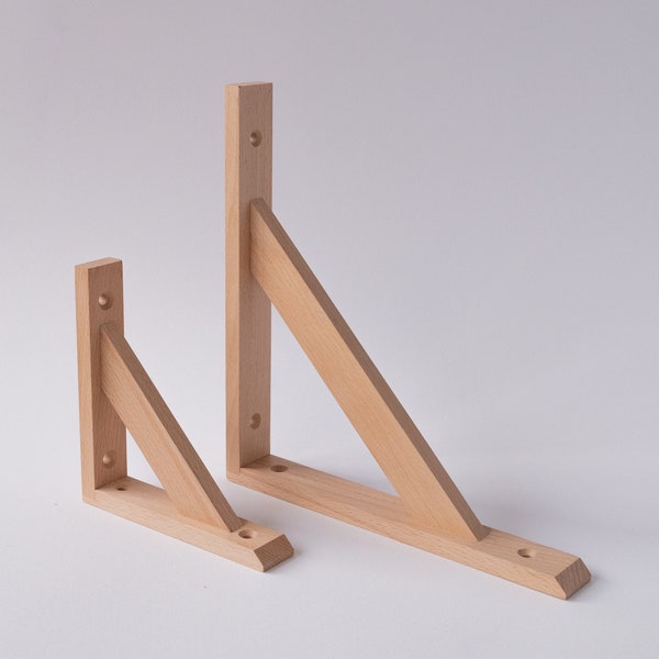 Shelf Supports FSC Beech Wood, Shelf Brackets, Rustic Shelf Brackets, Heavy Duty Shelf Brackets, Shelving Brackets Wood