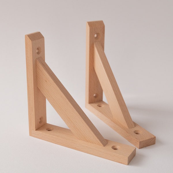 Rustic Shelf Brackets, Shelf Brackets Beech Wood, Farmhouse Shelf Brackets, Heavy Duty Shelf Brackets, Shelving Brackets