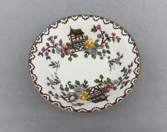 Pires Vintage Aynsley Pagoda | Porcelana Inglesa Fina | Prato Floral Chinoiserie | Porcelana Inglesa Antiga | Pires de Reposição