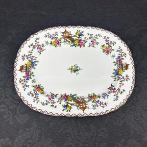 Vintage Aynsley Oval Platter White Bone China | Floral Branch Wreath | Pagoda Design