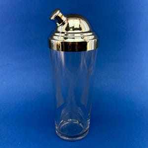 Vintage Geätzter Glas Cocktail Shaker: Mid-Century Chrom Bar Zubehör