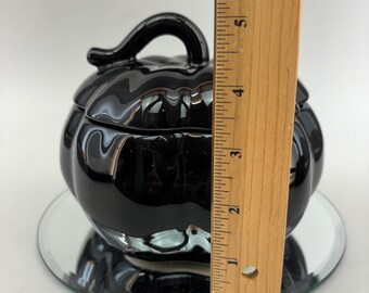 IKEA HOSTAGILLE Black 6” Pumpkin Ceramic Covered Bowl /lid
