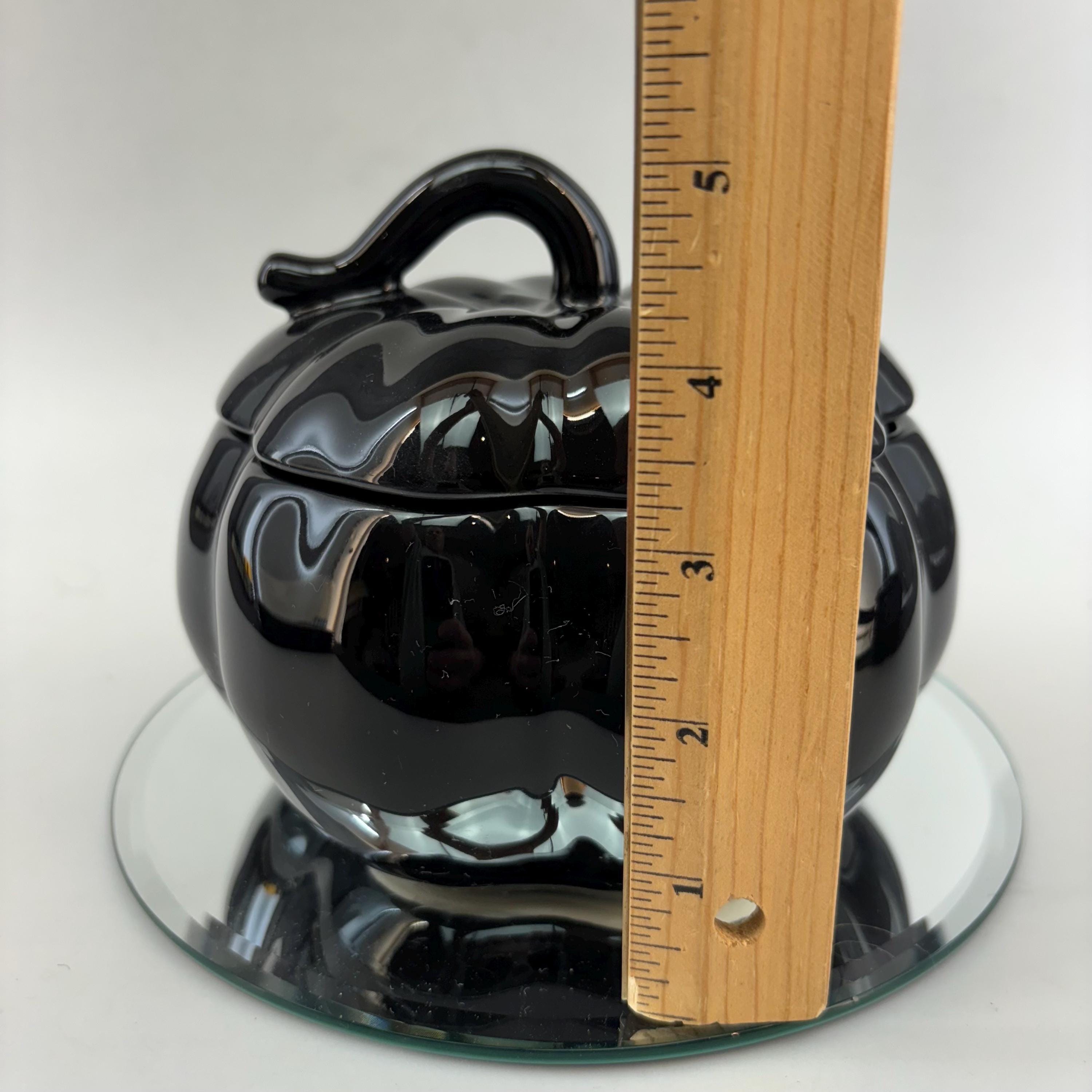 IKEA HOSTAGILLE Black 6” Pumpkin Ceramic Covered Bowl /lid