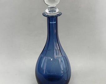 Estelle Colored Glass Cobalt Blue Vogue Decanter - 13 Tall - Artisan Crafted