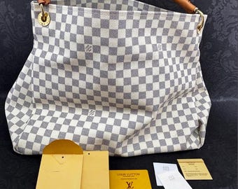 Louis Vuitton Damier Azur Artsy MM Shoulder Bag Tote - Authentic Designer Handbag With Paperwork