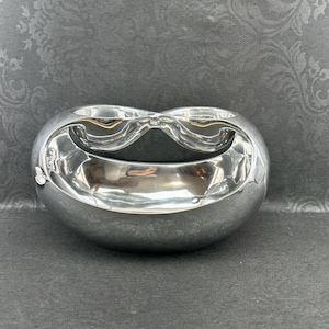 2012 Nambe Pewter Infinity Bowl | Designed by Jeremy Rose | Engraved | Modern Sculptural Serveware