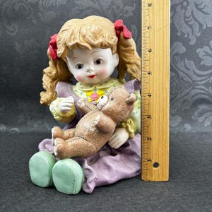 Whimsical Ceramic Musical Box with Girl and Teddy Bear