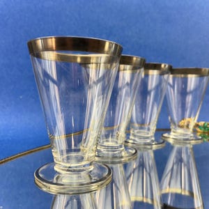Hawkes Crystal Vintage 50’s Set/4 Platinum Rim Old Fashioned Cocktail Glasses