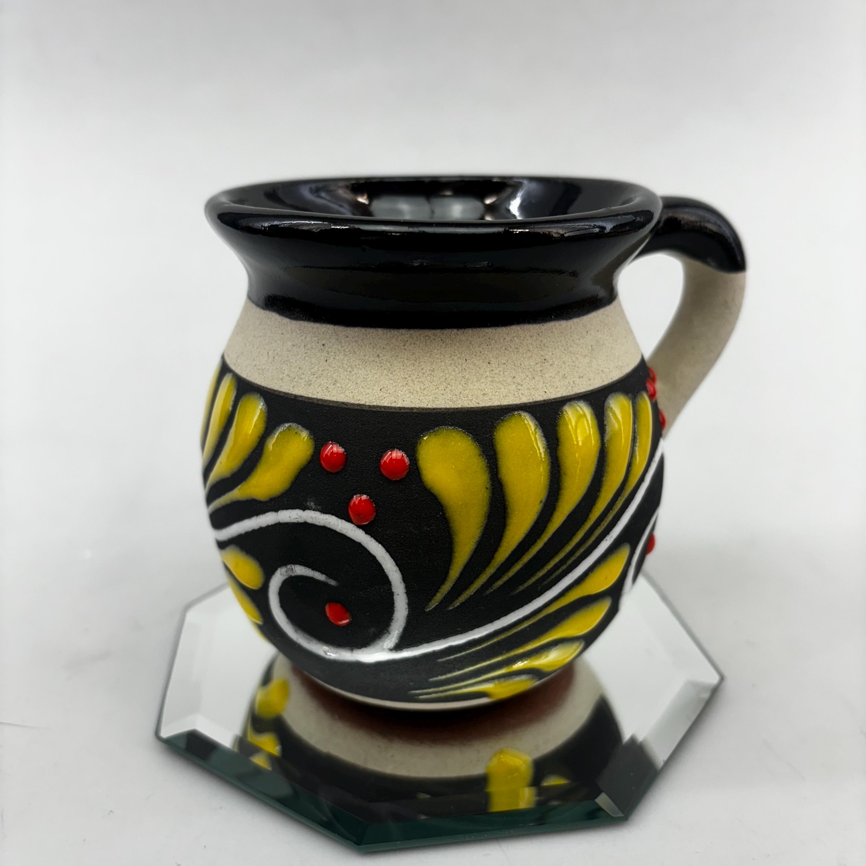 Handpainted Mexican Clay Pottery Jug/Mug Jarrito